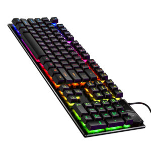 Mechanical Feel Keyboard - RGB View Black mechanical feel gaming keyboard with RGB backlighting